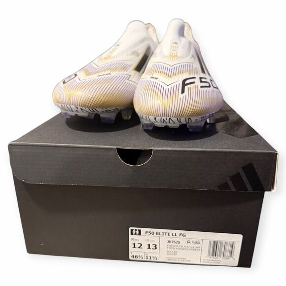 Adidas F50 Elite LL FG White Gold Laceless Soccer Cleats Mens size 12 JH7625 NIB main image 4
